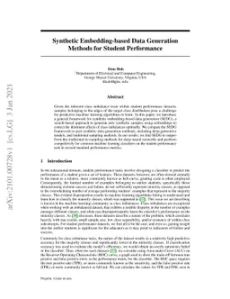 Synthetic Embedding-based Data Generation Methods for Student
  Performance