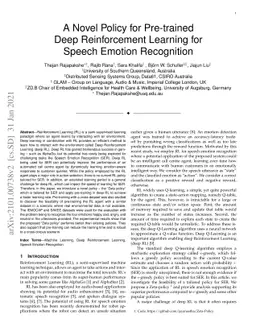 A novel policy for pre-trained Deep Reinforcement Learning for Speech
  Emotion Recognition