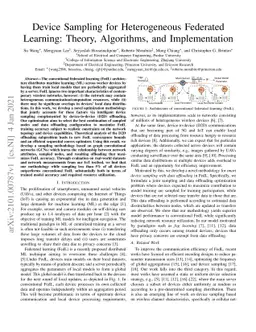Device Sampling for Heterogeneous Federated Learning: Theory,
  Algorithms, and Implementation