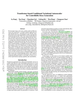 Transformer-based Conditional Variational Autoencoder for Controllable
  Story Generation