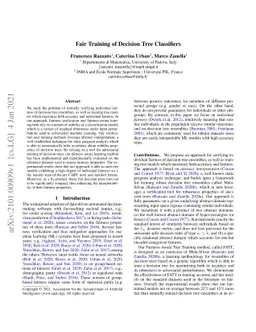 Fair Training of Decision Tree Classifiers