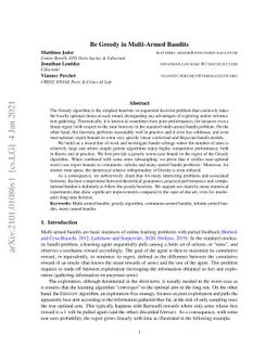 Be Greedy in Multi-Armed Bandits