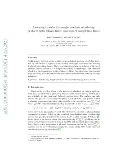 Learning to solve the single machine scheduling problem with release
  times and sum of completion times