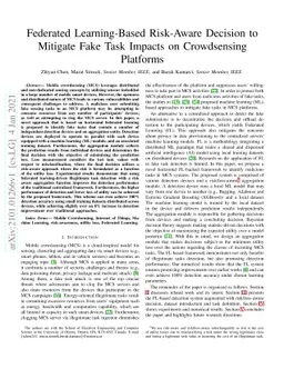 Federated Learning-Based Risk-Aware Decision toMitigate Fake Task
  Impacts on CrowdsensingPlatforms