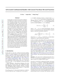 Adversarial Combinatorial Bandits with General Non-linear Reward
  Functions