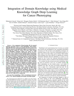 Integration of Domain Knowledge using Medical Knowledge Graph Deep
  Learning for Cancer Phenotyping