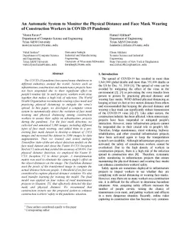 An Automatic System to Monitor the Physical Distance and Face Mask
  Wearing of Construction Workers in COVID-19 Pandemic