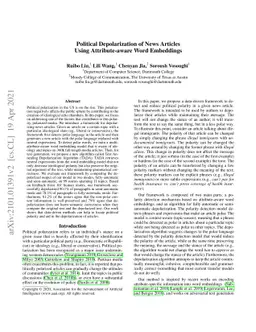 Political Depolarization of News Articles Using Attribute-aware Word
  Embeddings