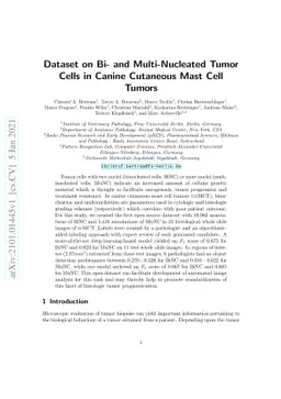 Dataset on Bi- and Multi-Nucleated Tumor Cells in Canine Cutaneous Mast
  Cell Tumors