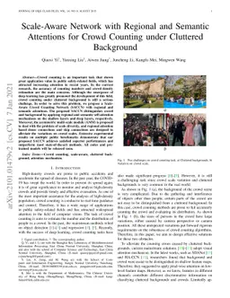 Scale-Aware Network with Regional and Semantic Attentions for Crowd
  Counting under Cluttered Background