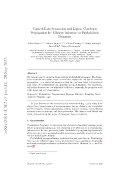 Control-Data Separation and Logical Condition Propagation for Efficient
  Inference on Probabilistic Programs