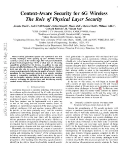 Context-Aware Security for 6G Wireless The Role of Physical Layer
  Security