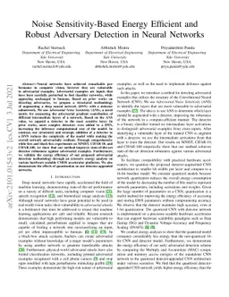 Noise Sensitivity-Based Energy Efficient and Robust Adversary Detection
  in Neural Networks