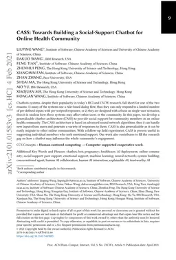 CASS: Towards Building a Social-Support Chatbot for Online Health
  Community