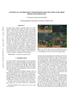 Contextual colorization and denoising for low-light ultra high
  resolution sequences