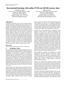 Incremental learning with online SVMs on LiDAR sensory data