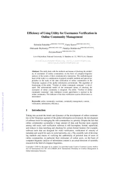 Efficiency of Using Utility for Usernames Verification in Online
  Community Management