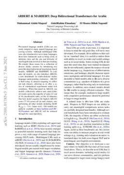 ARBERT & MARBERT: Deep Bidirectional Transformers for Arabic