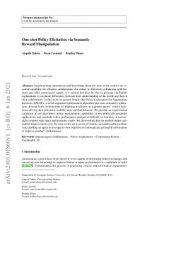 One-shot Policy Elicitation via Semantic Reward Manipulation