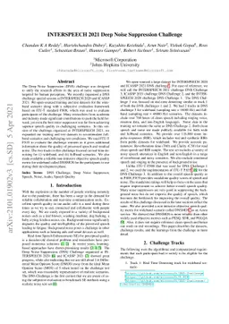 Interspeech 2021 Deep Noise Suppression Challenge