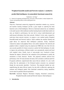 Weighted Ensemble-model and Network Analysis: A method to predict fluid
  intelligence via naturalistic functional connectivity