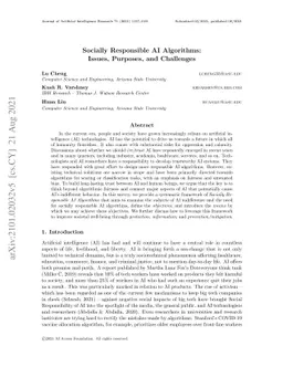 Socially Responsible AI Algorithms: Issues, Purposes, and Challenges