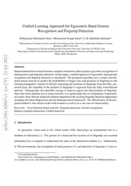 Unified Learning Approach for Egocentric Hand Gesture Recognition and
  Fingertip Detection