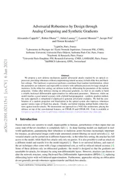 Adversarial Robustness by Design through Analog Computing and Synthetic
  Gradients