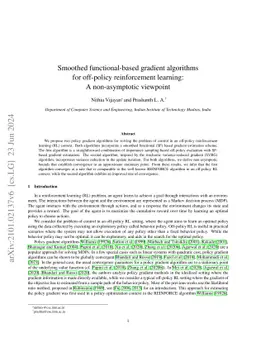 Smoothed functional-based gradient algorithms for off-policy
  reinforcement learning: A non-asymptotic viewpoint