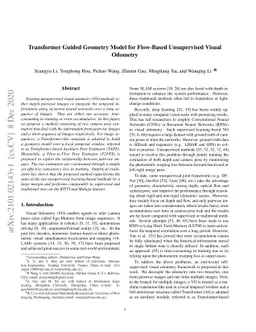 Transformer Guided Geometry Model for Flow-Based Unsupervised Visual
  Odometry