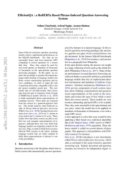 EfficientQA : a RoBERTa Based Phrase-Indexed Question-Answering System