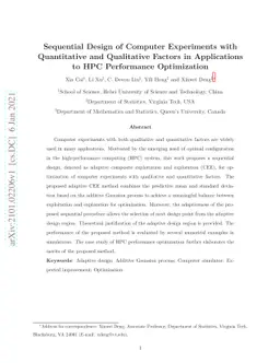 Sequential Design of Computer Experiments with Quantitative and
  Qualitative Factors in Applications to HPC Performance Optimization