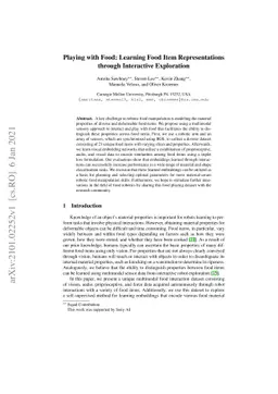 Playing with Food: Learning Food Item Representations through
  Interactive Exploration