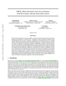 DICE: Deep Significance Clustering for Outcome-Aware Stratification