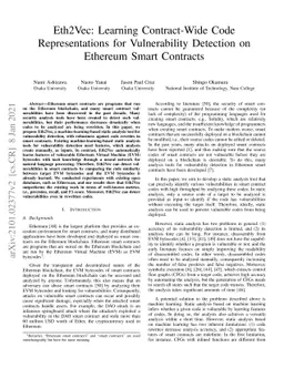 Eth2Vec: Learning Contract-Wide Code Representations for Vulnerability
  Detection on Ethereum Smart Contracts