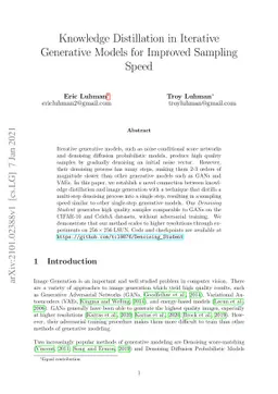 Knowledge Distillation in Iterative Generative Models for Improved
  Sampling Speed
