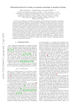 Information-theoretic bounds on quantum advantage in machine learning
