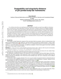 Snappability and singularity-distance of pin-jointed body-bar frameworks