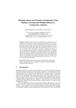 Phishing Attacks and Websites Classification Using Machine Learning and
  Multiple Datasets (A Comparative Analysis)