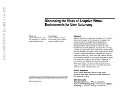 Discussing the Risks of Adaptive Virtual Environments for User Autonomy