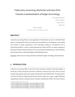 Triple-entry Accounting, Blockchain and Next of Kin: Towards a Standardisation of Ledger Terminology