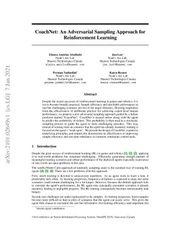 CoachNet: An Adversarial Sampling Approach for Reinforcement Learning