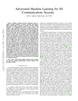 Adversarial Machine Learning for 5G Communications Security
