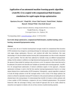 Application of an automated machine learning-genetic algorithm
  (AutoML-GA) coupled with computational fluid dynamics simulations for rapid
  engine design optimization