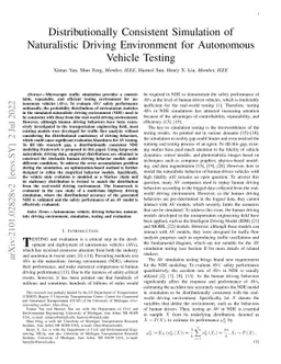 Distributionally Consistent Simulation of Naturalistic Driving
  Environment for Autonomous Vehicle Testing