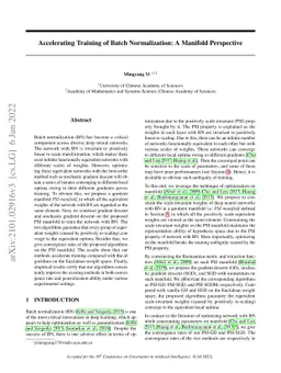 Accelerating Training of Batch Normalization: A Manifold Perspective