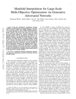 Manifold Interpolation for Large-Scale Multi-Objective Optimization via
  Generative Adversarial Networks