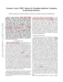 Geometry Aware NMPC Scheme for Morphing Quadrotor Navigation in
  Restricted Entrances