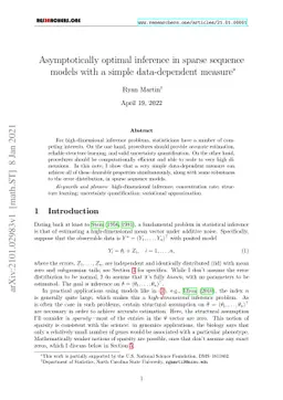 Asymptotically optimal inference in sparse sequence models with a simple
  data-dependent measure