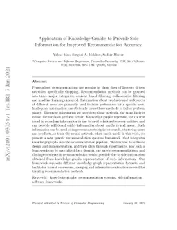 Application of Knowledge Graphs to Provide Side Information for Improved
  Recommendation Accuracy